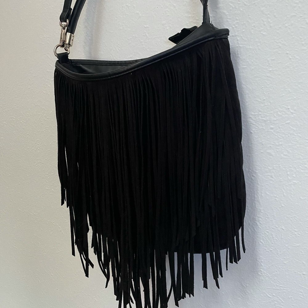 COPY - Black fringe hobo bag, gently used